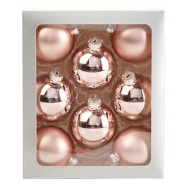 8pk. 67mm Pink Solid Glass Ball Christmas Ornaments