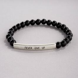 Inspirational Genuine Stone Never Give Up Black Onyx Bracelet