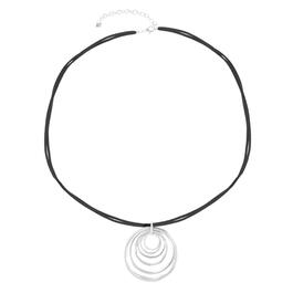 Chaps Silver-Tone & Jet Suede 32in. Long Pendant Necklace