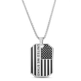 Mens Creed Stainless Steel United We Stand Dog Tag Necklace