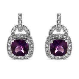 Haus of Brilliance Amethyst and Diamond Halo Earrings