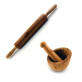 BergHOFF 2pc. Bamboo Rolling Pin & Garlic Bowl Set