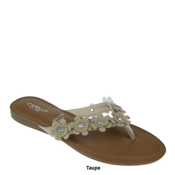 Womens Capelli New York Floral Flip Flops with Rhinestones
