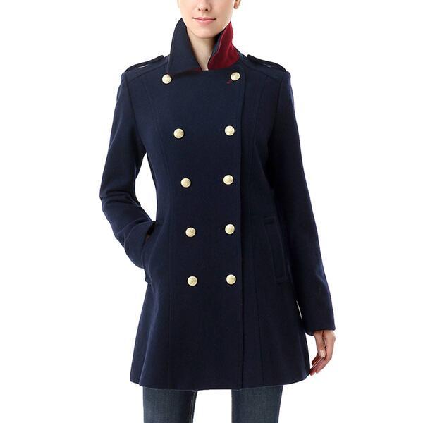 Womens BGSD Wool Fitted Peacoat - image 