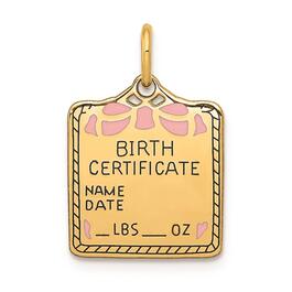 Gold Classics&#40;tm&#41; 14kt. Pink Birth Certificate Charm
