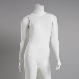 Juniors Self Esteem Jersey Mock Neck Sleeveless Bodysuit - White