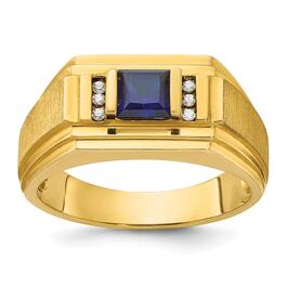 Mens Gentlemens Classics&#40;tm&#41; 14kt Gold Created Square Sapphire Ring