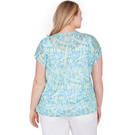 Plus Size Hearts of Palm Feeling Just Lime Leaves Blouse