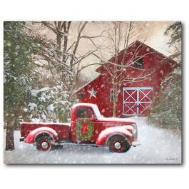 Courtside Market Barn with a Truck Wrapped Canvas Wall Art