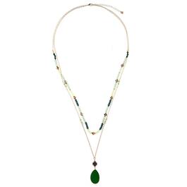 Ashley Cooper&#40;tm&#41; Gold-Tone Tonal Green Beaded Necklace w/ Pendant