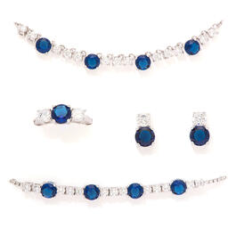 Silver Plated Lab Sapphire 4pc. Jewelry Set