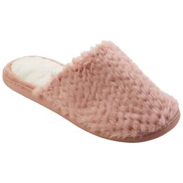 Womens Gold Toe&#40;R&#41; Embossed Faux Fur Scuff Slippers