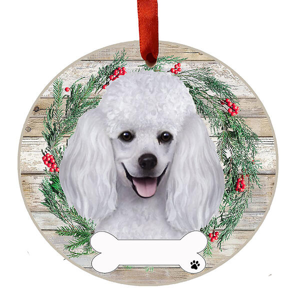 E&S Pets Poodle White Wreath Ornament - image 