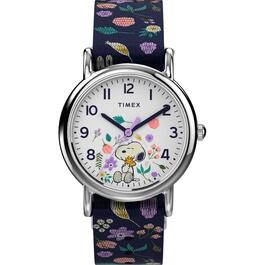 Timex Peanuts  Silver-Tone Floral Weekender Watch - TW2V45900JT