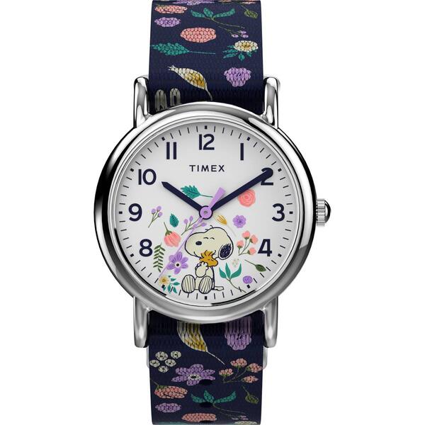 Timex Peanuts  Silver-Tone Floral Weekender Watch - TW2V45900JT - image 