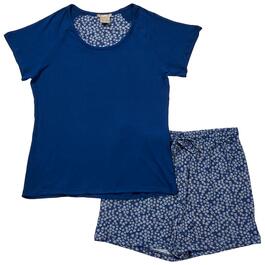 Womens Ink & Ivy Short Sleeve Solid Top & Daisy Shorts PJ Set