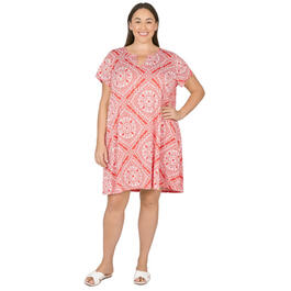 Plus Size Ruby Rd. Short Sleeve Puff Print Dress