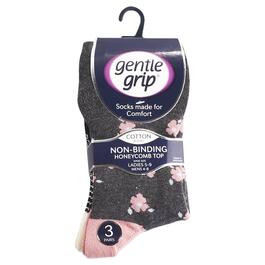 Womens Gentle Grip Floral Hybrid Novelty Crew Socks