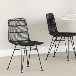 South Shore Balka Black Rattan Dining Chair -Set of 2