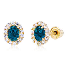 Gemstone Classics&#40;tm&#41; Yellow Gold Blue Topaz Oval Earrings