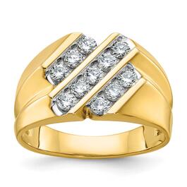 Mens Gentlemens Classics&#40;tm&#41; 14kt. Gold 3-Row Diamonds Ring