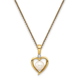 14k Pearl Diamond Pendant Necklace