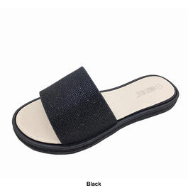 Womens Ashley Blue Rhinestone Slide Sandals