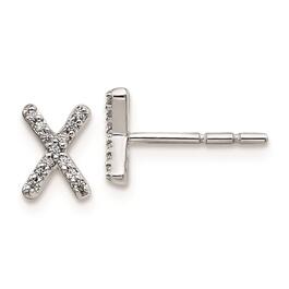 Pure Fire 14kt. White Gold Diamond Letter X Initial Post Earrings