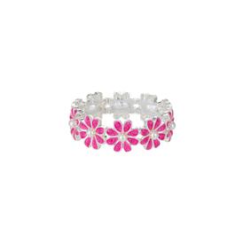 Gloria Vanderbilt Silver-Tone Pink Pearl Flower Stretch Bracelet