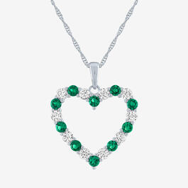 Gemstone Classics&#40;tm&#41; Simulated Emerald & Sapphire Heart Pendant