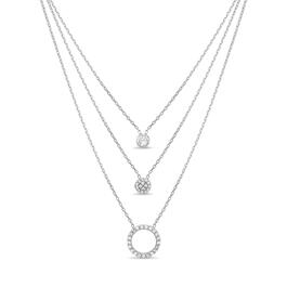 Creed Brass Cubic Zirconia Circle Stone Layered Necklace