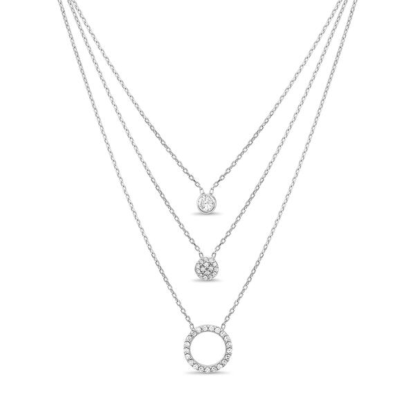 Creed Brass Cubic Zirconia Circle Stone Layered Necklace - image 