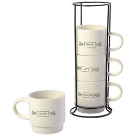 Azzure Stackable Peace Mugs with Stand - Set of 4