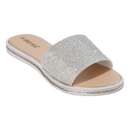 Womens Ashley Blue Shimmer Slide Sandals