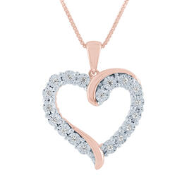 Nova Star&#40;R&#41; Rose Plated Silver Lab Grown Diamond Heart Pendant