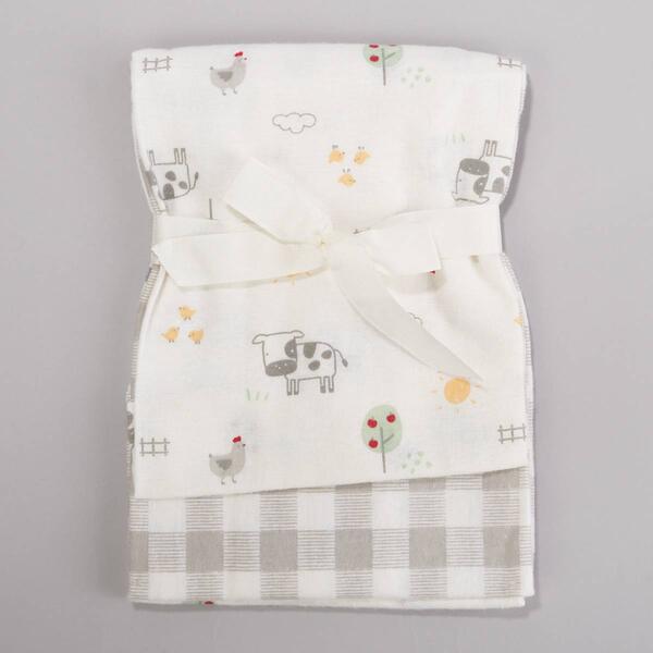 Baby Boy baby views&#40;R&#41; 2pk. Farm Flannel Blanket - image 