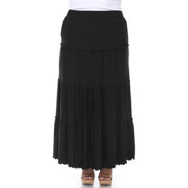 Plus Size White Mark Tiered Maxi Skirt