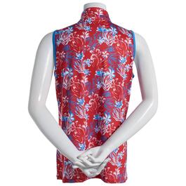 Womens Court Haley Sleeveless Zip Neck Floral Knit Polo