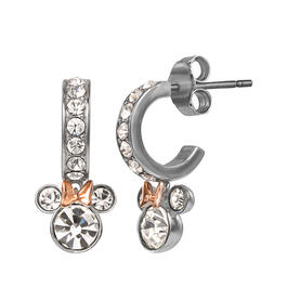Disney Sterling Silver Two-Tone Crystal Minnie Earrings