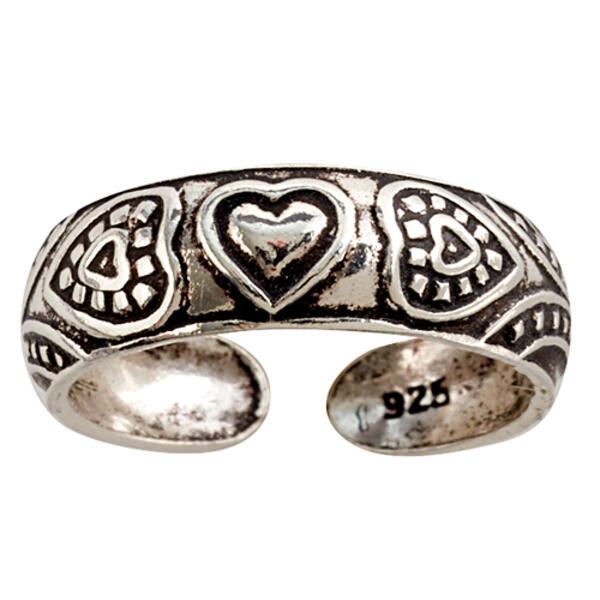 Barefootsies Antique Sterling Silver Heart Toe Ring - image 