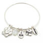Symbology Silver-Tone Wire Bangle Dog Paw Charm Bracelet - image 2