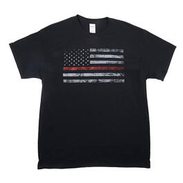 Mens Patriotic Short Sleeve Thin Red Line Fire Graphic T-Shirt