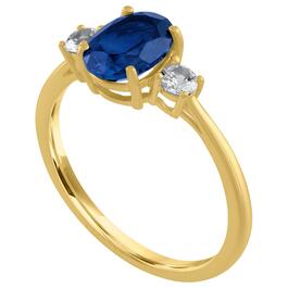 Gemstone Classics&#8482; Oval Created Blue Sapphire 10kt. Gold Ring