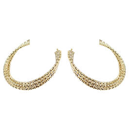 Adrienne 1 1/4in. Textured Triple Row Gold Hoop Earrings