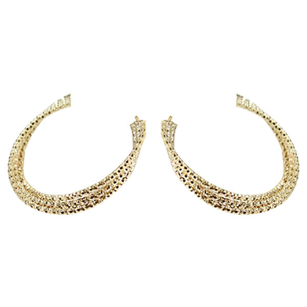 Adrienne 1 1/4in. Textured Triple Row Gold Hoop Earrings - image 