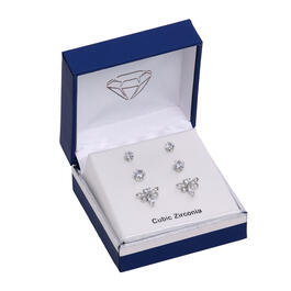 Boxed Set of 3 Cubic Zirconia Stud & Bumble Bee Earrings
