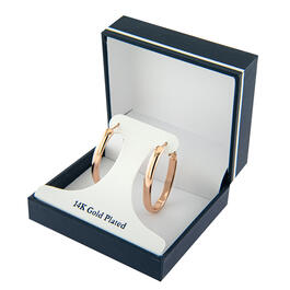 Rose Gold Over Fine Silver Plated Oval Hoop Earrings