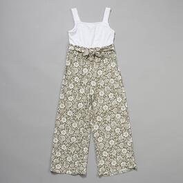 Girls &#40;7-16&#41; No Comment Paperbag Floral Jumpsuit w/Solid Rib Top