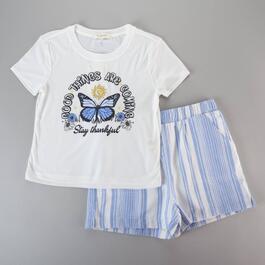 Girls &#40;7-16&#41; No Comment Graphic Rib Tee & Shorts Set - Good Thing