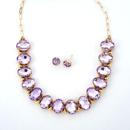 Ashley Cooper&#40;tm&#41; Gold Plated Purple Glass Necklace & Earrings Set
